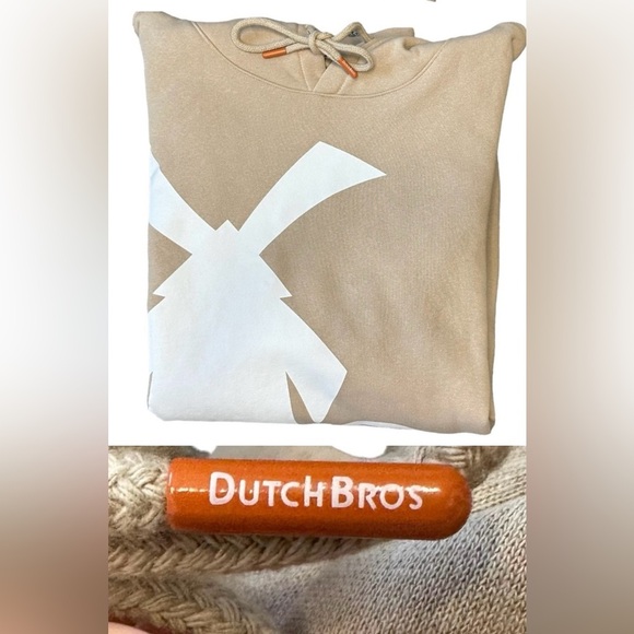 ✌️Dutch Bros NEW Dutch Bros Coffee Windmill TAN Hoodie XS Hoodie - Picture 3 of 5